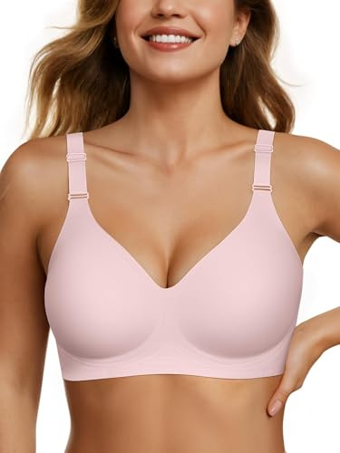 OEAK Soutien-gorge confortable sans armatures pour femme - Soutien-gorge push-up - Grande taille - Col en V