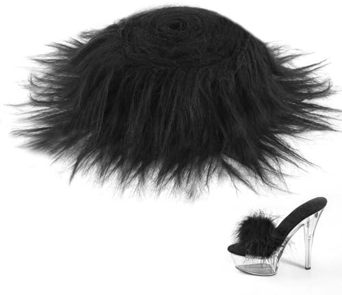 Furry Faux Precut Strips, Kunstfell zum Basteln 1,5 m x 9 cm, Pelz Stoff Kunstleder Plüsch fur Beard Santa Hair Kostüm DIY Craft Party Dekoration (Schwarz)