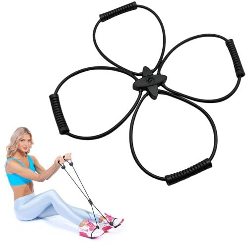 Naapesi Damen Pilates Coreplus Reformer-Set, Pilatesband mit 4 Ringen, Fitnessgerät für Muskelaufbau & Flexibilität, Schwarz