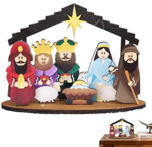 Weihnachtliche Tischdekoration, Krippe, Bauernhaus, Urlaubsdekoration, Tischdekoration, rustikale Bauernhaus-Dekoration für Zuhause