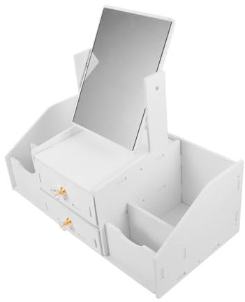 BELLIFFY Makeup Vanity Mirror Desktop Organizer Storage Box for Cosmetics Desk Mirror Organizer