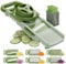 Mandoline Slicer Cheese Grater, 6 in 1 Collapsible Kitchen Slicer with Handguard, Interchangeable Blades for Cucumber, Potato, Onion and More, Professional Vegetable Slicer for Salad