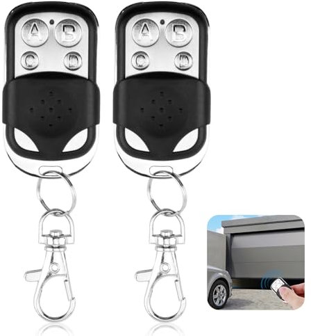 2 Piezas Mando Garaje Universal 433Mhz Mando a Distancia Puerta Garaje Codigo Fijo Duplicador 4 Canales Clonador Inalámbrico Control Remoto Garage Gate Openers Compatible con Diversos Modelos