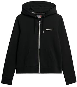 Superdry Damen Einfarbiges Hoodie mit Reißverschluss Schwarz 38