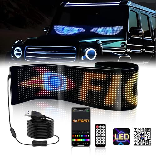 108mmx348mm,Ojos LED para Camion, Pantalla LED Flexible Coche Programable Grande, para Coches Bricolaje Dinámica LED Inteligente Colorida Light Pantalla Suave