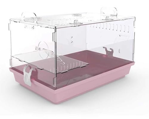 RTTZBOZ Acrylic Hamster Cage, Rat Cages, Small Animal Cage, Hedgehog Enclosure, Hamster Habitat, 2-Layer Small Pet House for Dwarf Hamsters, Mice, Gerbils(Purple)