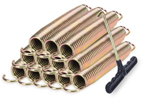 LOIUO Trampoline Springs Replacement 3.5 to 8.5 Galvanized Steel Heavy Duty High Tensile Universal Trampoline Accessories with T-Hook Tool, 12 to 48 Pack