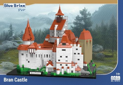 BlueBrixx Pro 107973 Schloss Bran, 3122 Klemmbausteine, Schloss Bran Geschenk für Architecture Fans, Bausteinset