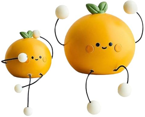 Deko-Figuren - 2X Langbein-Puppen,Frucht-Orange Lustige Skulptur Kunst-Dekoelement Für Garten Outdoor-Bereich Wohnzimmer Badezimmer Schreibtisch Geburtstag Frühling