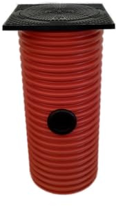 Drainageschacht mit Sandfang DN400/DN100 Drainagerohr Kontrollschacht Pumpensumpf Brunnendeckel zum Aufklappen mit Boden wasserdicht Wellrohr Kunststoffrohr Erdschacht Garten