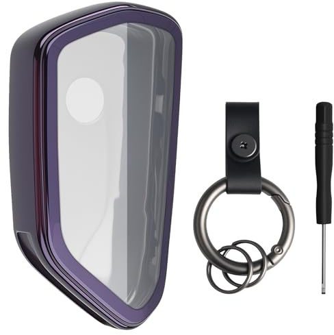 Coque Clé de Voiture Compatible avec VW Golf 8 GTI ID3 ID4 Cupra Formentor Cupra Leon Skoda Enyaq Télécommande Housse Coque de Protection Protège Clef de Voiture avec Porte Clés - Violet