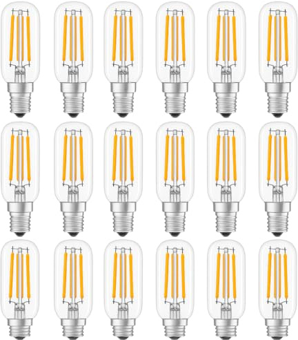 LEDVANCE 20x LED T26 Kerzenlampe, E14, 2700K Warmweiß, 4W, Filament, 470lm, 300° Abstrahlwinkel, 40W Ersatz, Nicht Dimmbar, 220-240V, 20er SPARPACK