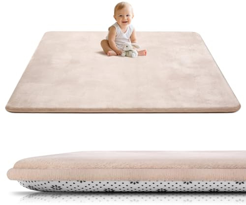 Tuocal Krabbelmatte Baby Spielmatte 127x127x3cm krabbeldecke, Beige