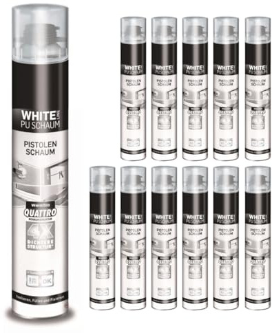 Pistolenschaum White Line weiß Bauschaum PU-Schaum Montageschaum (12 x 750ml)