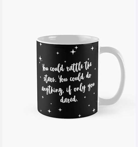 Throne of Glass Mug - Rattle The Stars Quote with Stars on a Black Background - Maas Merch
