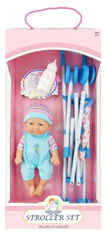 Cochecito de habitación infantil - plegable de 25,4 cm, juego para cochecito de viaje, equipo de cuidado realista | Entretenimiento de aprendizaje para niñas