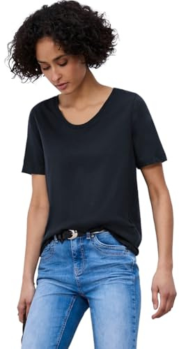 Damen Basic T-Shirt mit gerundetem V-Neck