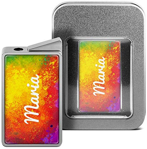printplanet Feuerzeug mit Namen Maria - personalisiertes Gasprintplanet Feuerzeug mit Design Color Paint - inkl. Metall-Geschenk-Box