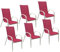 Happy Garden Lot de 6 chaises Marbella en textilène Rose - Aluminium Blanc
