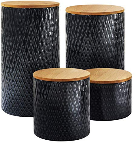 American Atelier 6864-CAN-RB Diamant-geprägtes Dosen-Set, Keramik, marineblau