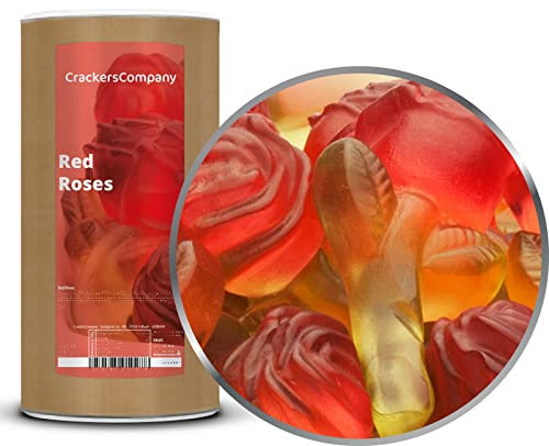 1 x 1050g Fruchtsaftgummi Rosen Gummibonbon rote Rosen mit grünem Stiel ideal als Geschenk glutenfrei laktosefrei