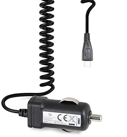 Wicked Chili microUSB KFZ Ladegerät mit Spiralkabel kompatibel mit Samsung, Huawei, Sony, Nokia, BlackBerry, HTC, LG, Motorola, Smartphone, Handy, Tablet (30 bis 50 cm, 1,000mA, LED)