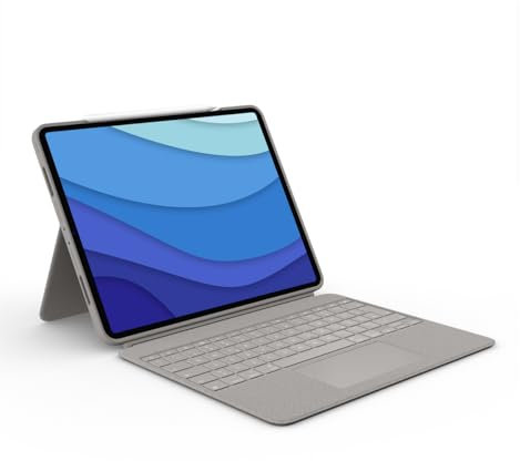 Logitech Combo Touch Funda con Teclado para iPad Pro 12,9 Pulgadas (5a Gen. - 2021) - Teclado Retroiluminado Extraíble con Soporte, Trackpad, Smart Connector - Disposición QWERTY Español - Arena