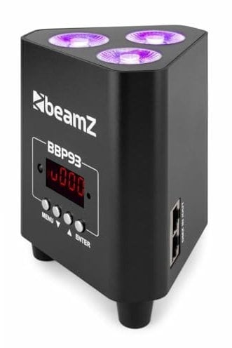 BeamZ BBP93 Akku LED Strahler Uplight, 3x10 Watt Effektstrahler, RGB LED Spot, Bühnenbeleuchtung, Scheinwerfer, Lichteffekte, Fernbedienung, Disco Licht, Partylicht Musikgesteuert, Ambiente Strahler