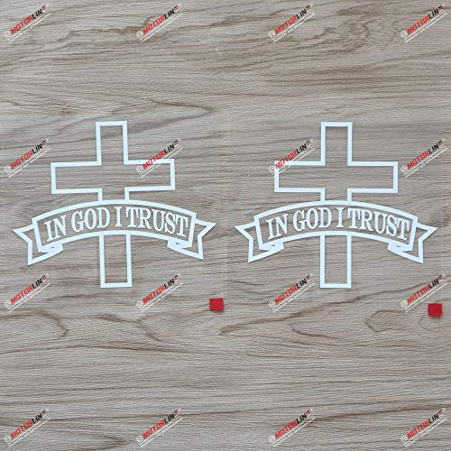 (2) 10,2 cm „In God I Trust“ Autoaufkleber Sticker, Weiß, Vinyl, USA/Amerika, ohne Hintergrund, konturgeschnitten