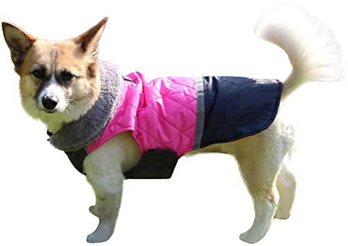 JoyDaog Wendbarer Hundemantel für extra große Hunde, aus Fleece, wasserdicht, warme Hundejacke für den kalten Winter, Dunkelrosa, Größe XXXL