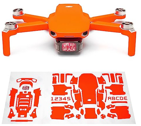 Wrapgrade Skin Sticker Set Kompatibel mit DJI Mini 2 (NEON ORANGE)