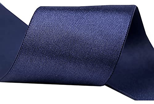 Glanz-Satin Gummiband 2m x 5cm Gummilitze 50mm f. Gürtel Kleider Blusen, Farbe:nachtblau