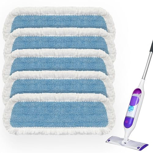 MEXERRIS 5 Pack Microfiber Spray Mop Pads Replacement Heads - Spray Mop Refills Washable Reusable for Wet Dry Mop Floor Cleaning Compatible with13-15 Spray Floor Mops Home Commercial