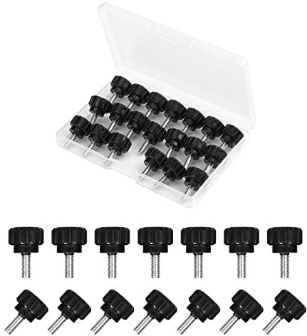 LUTER 20 Stück M4 x 10 mm Rändel Sterngriff Schraube aus Kohlenstoffstahl mit Gewinde, sternschraube rändelschraube Gerändelte Griffschrauben Griffschraubenknöpfe Schwarze Runde Klemmschrauben