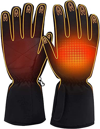 RONGJJTJQ Gants Chauffants à Batterie électrique, Gants Thermiques résistants à l'eau pour écran Tactile, Chauffe-Mains pour Motos de Ski, Gants Chauffants Thermiques d'hiver, Noir, L