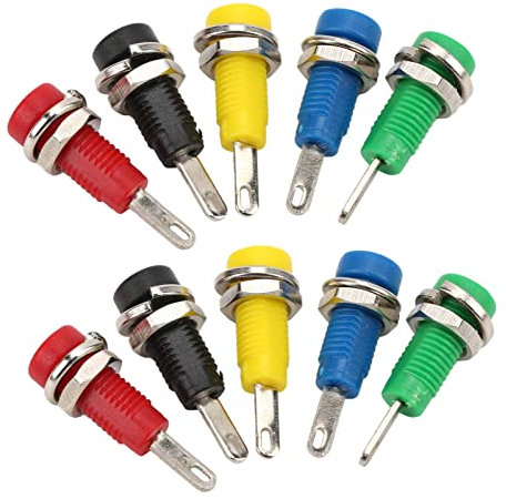 Eujgoov 10Pcs 2mm Hembra de Conector Tipo Banana, 5 Colores Banana Hembra Jack Socket Conector de Terminal del Altavoz