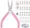 SUNNYCLUE Jewelry Pliers Making Supplies Kit Round Nose Pliers 32Feet Copper Jewelry Wire 40pcs Jump Rings 40pcs Crimp Beads & 40pcs Bead Tips for Jewelry Pliers Findings
