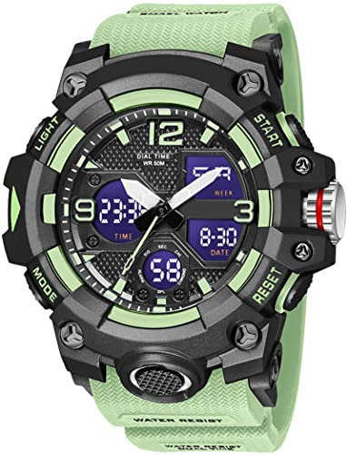 Digitale Armbanduhr Herren Militärische Sportuhr Analog Digitaluhr 50M Wasserdicht Outdoor Uhr mit Licht Alarm Kalender Stoppuhr für Männer Jungen Groß