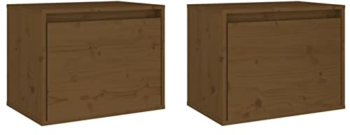 Gecheer 2X Massivholz Kiefer Wandschrank Hängeschrank TV Schrank Fernsehschrank Lowboard Fernsehtisch Regal Aufbewahrung Badschrank Honigbraun 45 x 30 x 35 cm (B x T x H)