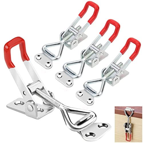 4 pezzi Chiusura a Leva, Morsetti a Ginocchiera Chiavistello,Toggle Latch Regolabile in Metallo,100kg/220lbs Forza di Serraggio,per Veicoli, Attrezzatura Meccanica,Cassetto,Armadietti,Valigetta