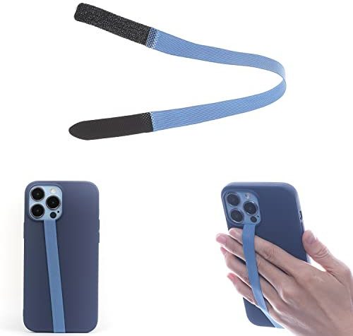 TFY Elastic Phone Strap, Universal Slim Hand Finger Grip, Non-slip Cell Phone Holder, fit Most Smartphones Case - 2 Pieces (Blue)
