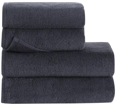 Ahsen Professional 4er Set Handtücher – 2X 50x100 cm & 2X 70x140 cm – 100% Baumwolle – Weich & Saugfähig – Ideal für Bad & Gäste (4er Dunkelgrau (600gsm))