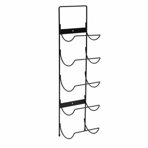 HoitoDeals 1Pcs Bottle Wine 5 Bottle Rack Black Metal Wall Mounted Storage Holder Shelf Kitchen Vine