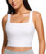 CRZ YOGA Damen Butterluxe Sport BH Gepolstert Ohne Bügel Crop Tops Atmungsaktive Yoga Tank Top Fitness Workout Sports Bra Weiss 40