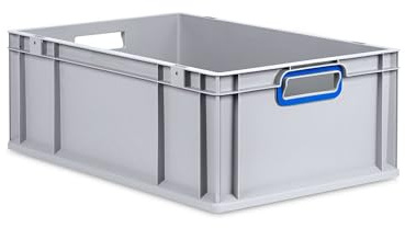PROREGAL Eurobox NextGen Color | HxBxT 22x40x60cm | 44 Liter | Griffe blau offen | Verstärkter Boden | Eurobehälter, Transportbox, Transportbehälter, Stapelbehälter
