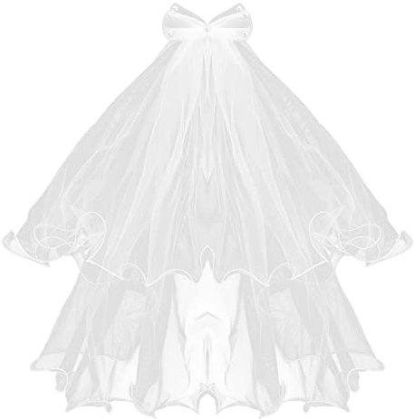 Brautschleier Kurz Tüll Weiß Eleganter Hochzeits Schleier zum Aufrollen Doppellagiger Braut Schleier Haarschmuck Damen JGA Brautparty Hochzeit Halloween Dekorationen Zubehör