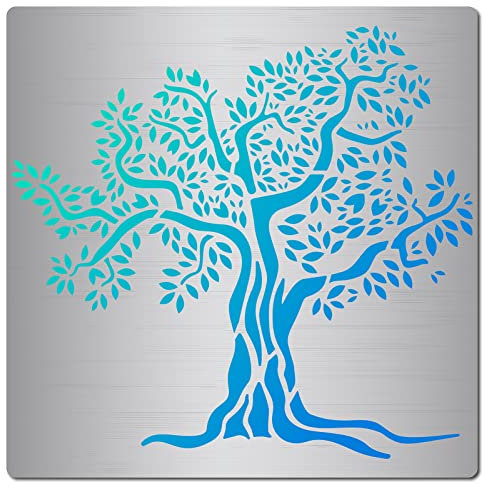 GORGECRAFT 6.3-Zoll-Baum des Lebens Schablone Natürliche Pflanzen Edelstahl Baum Metall Schablonen Dekoration Zeichenvorlagen Journal Werkzeug Zum Malen von Holzbrandbrandmalerei Und Gravierarbeiten