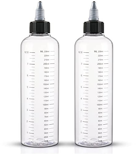 Cosywell Applicator Bottles for Hair 8.5oz Hair Squeeze Bottles with Graduated Scale Hair Dye Applicator Bottle Empty Plastic Hair Color Oil Bottle 2 Pack