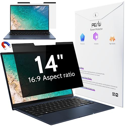 Peslv Magnetic Laptop Privacy Screen 14 inch for 16:9 Computer Monitor, 14 Removable Anti Glare Protector Blue Light Filter Shield Compatible with Lenovo Hp Dell Acer Asus Thinkpad Envy Xps