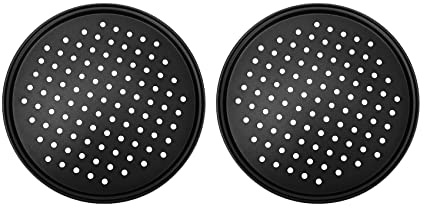 Giilayky 2 Pack 11 Inch Personal Perforated Pizza Pans Carbon Steel with Coating Easy to Clean Pizza Baking Tray
